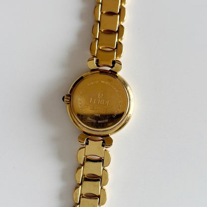 Fendi 1990s Round Dial Gold Plated Watch