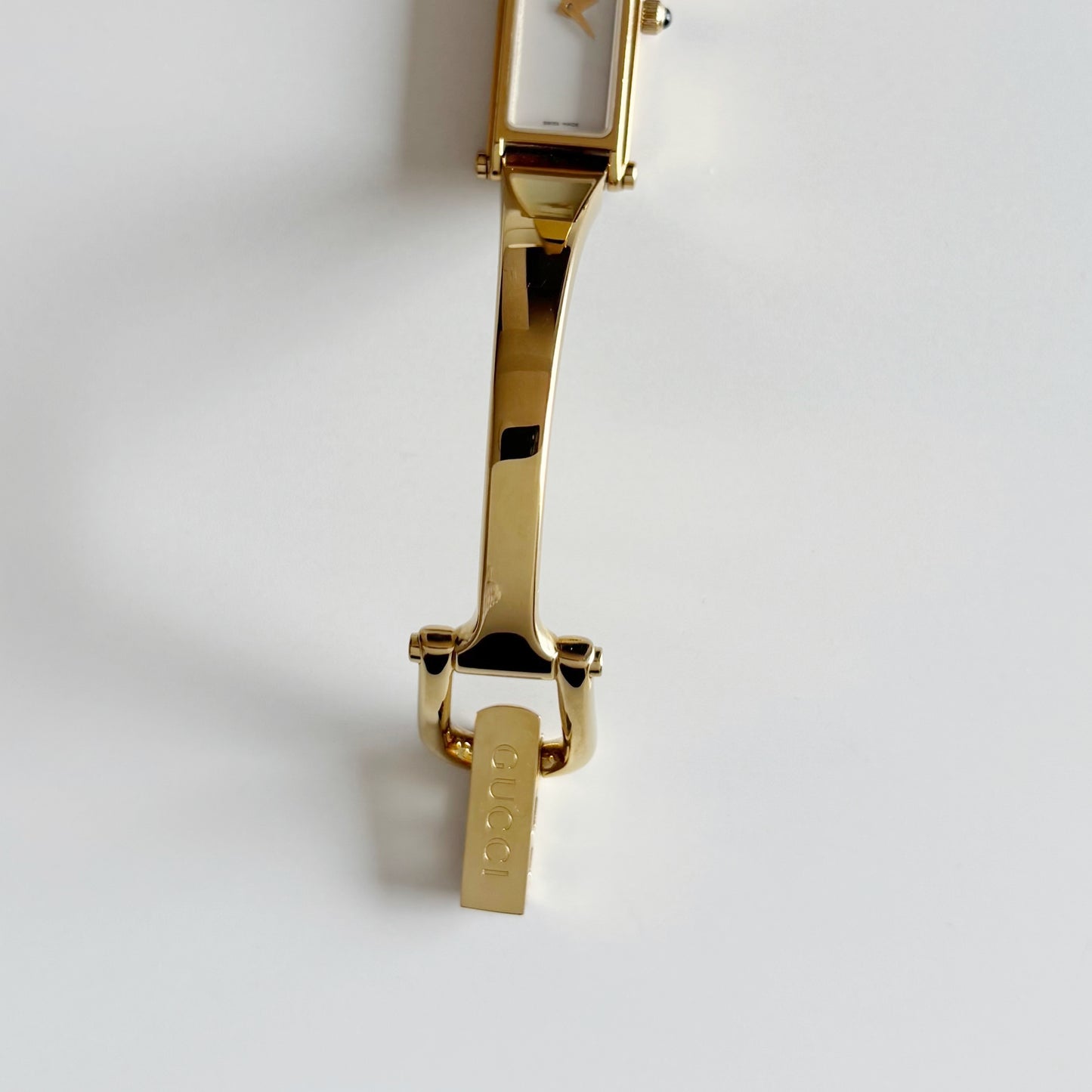 Gucci 1990s Seashell Gold Plated Bangle Watch