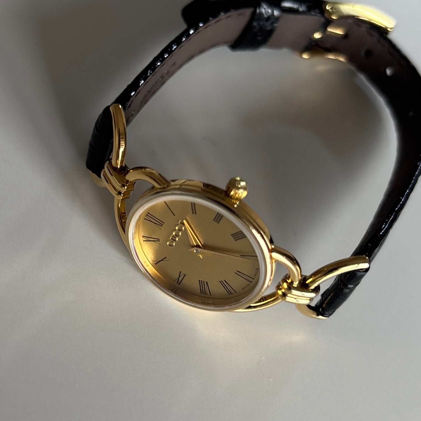Gucci 1990s Gold Dial Horsebit Gold Plated Watch