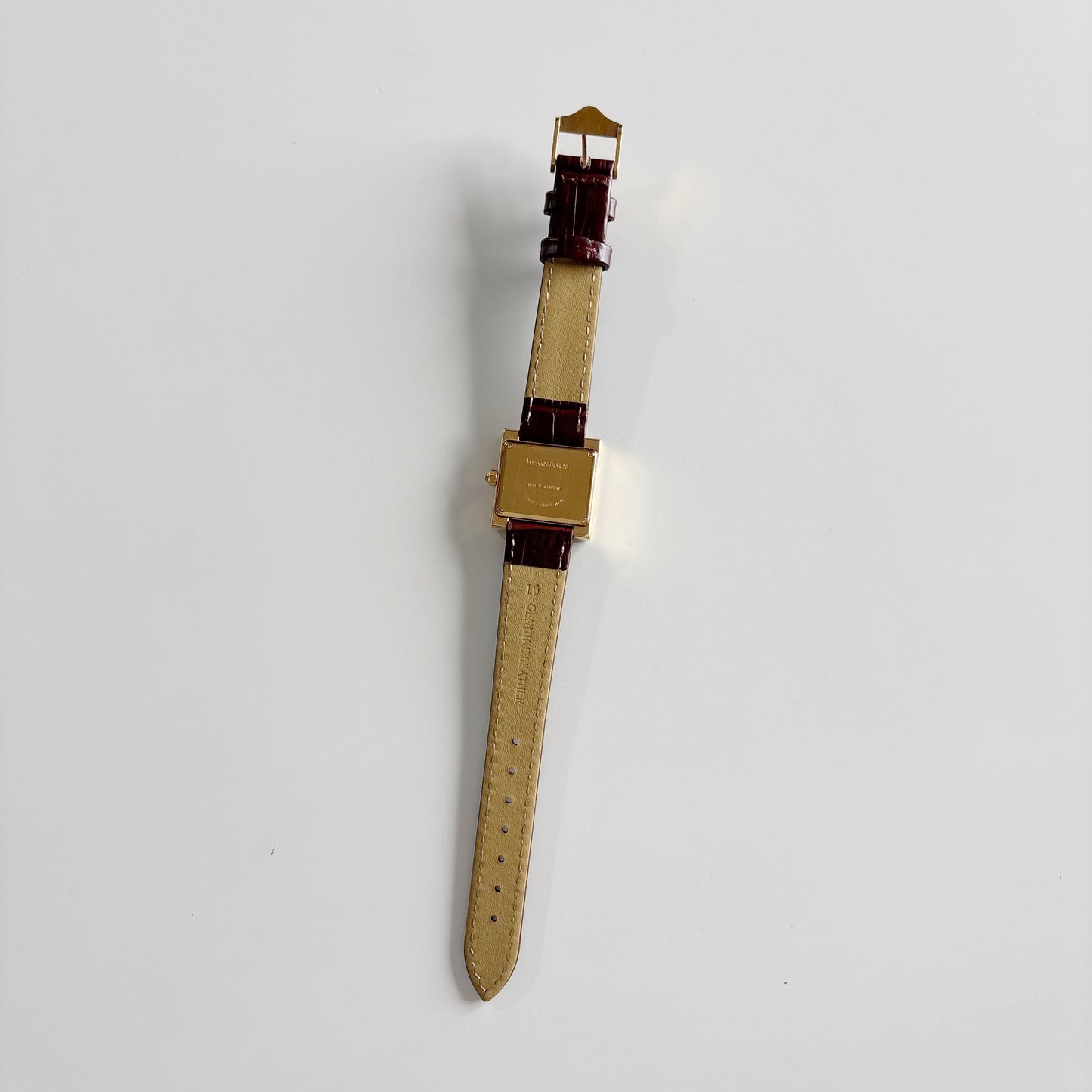 Yves Saint Laurent 1990s Square Dial Gold Plated Watch
