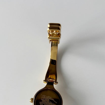 Burberry 1990s Round Dial Gold Plated Bangle Watch