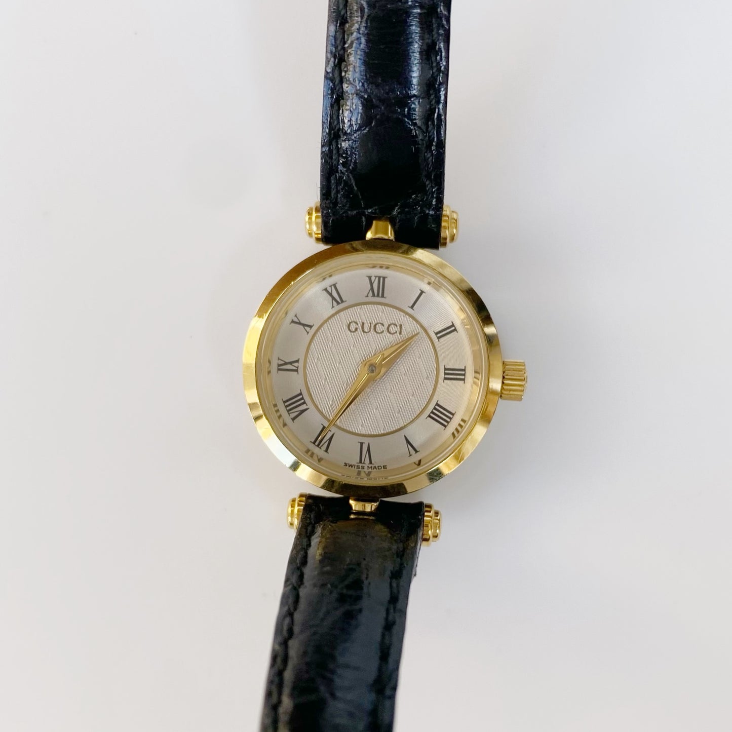 Gucci 1990s Gold Plated Round Watch