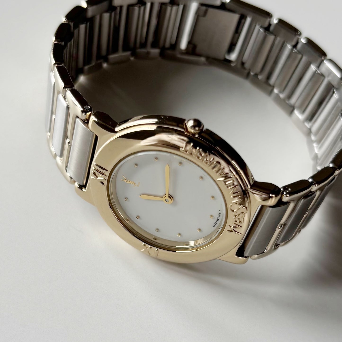 Yves Saint Laurent 1990s Round Dial Two Tone Watch (Large)
