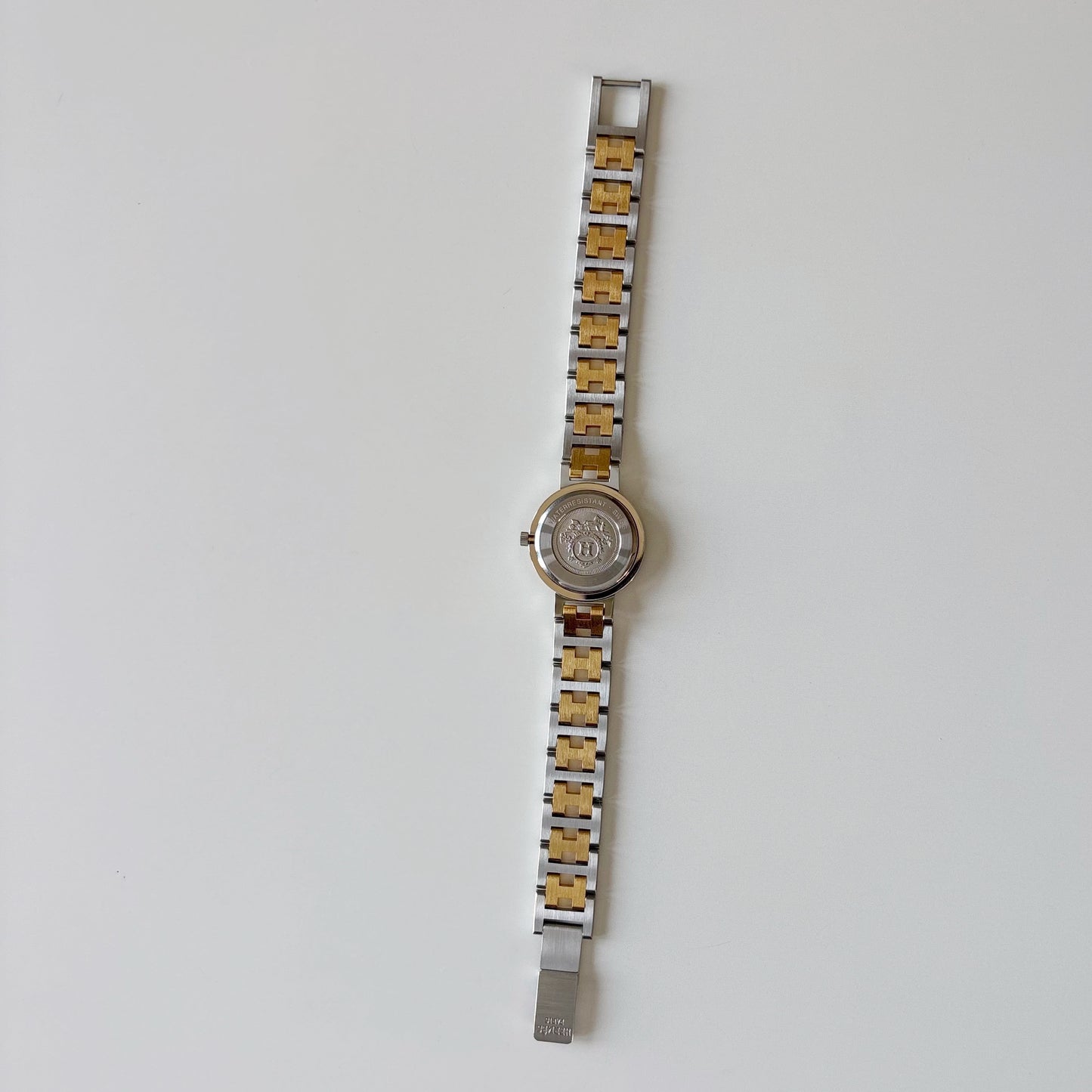 Hermes 1990s Clipper Round Dial Two Tone Gold Plated Watch