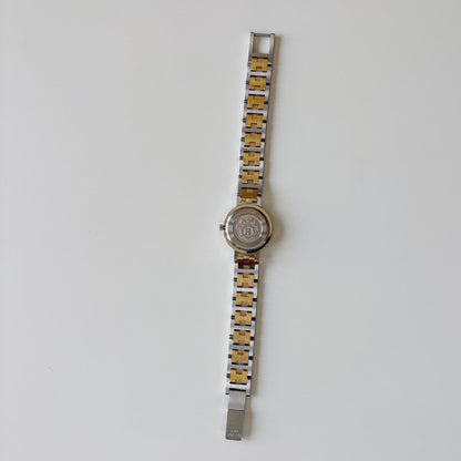 Hermes 1990s Clipper Round Dial Two Tone Gold Plated Watch