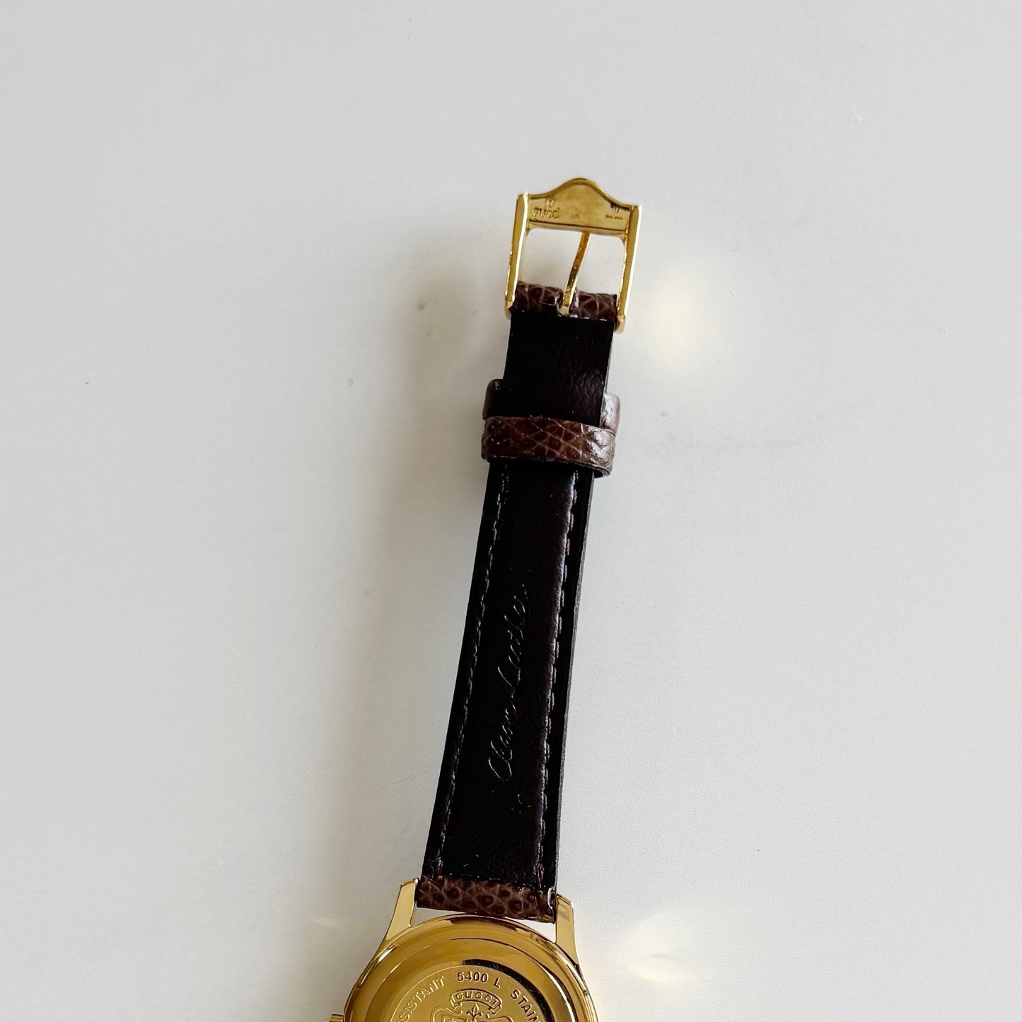 Gucci 1990s Date Round Dial Gold Plated Watch