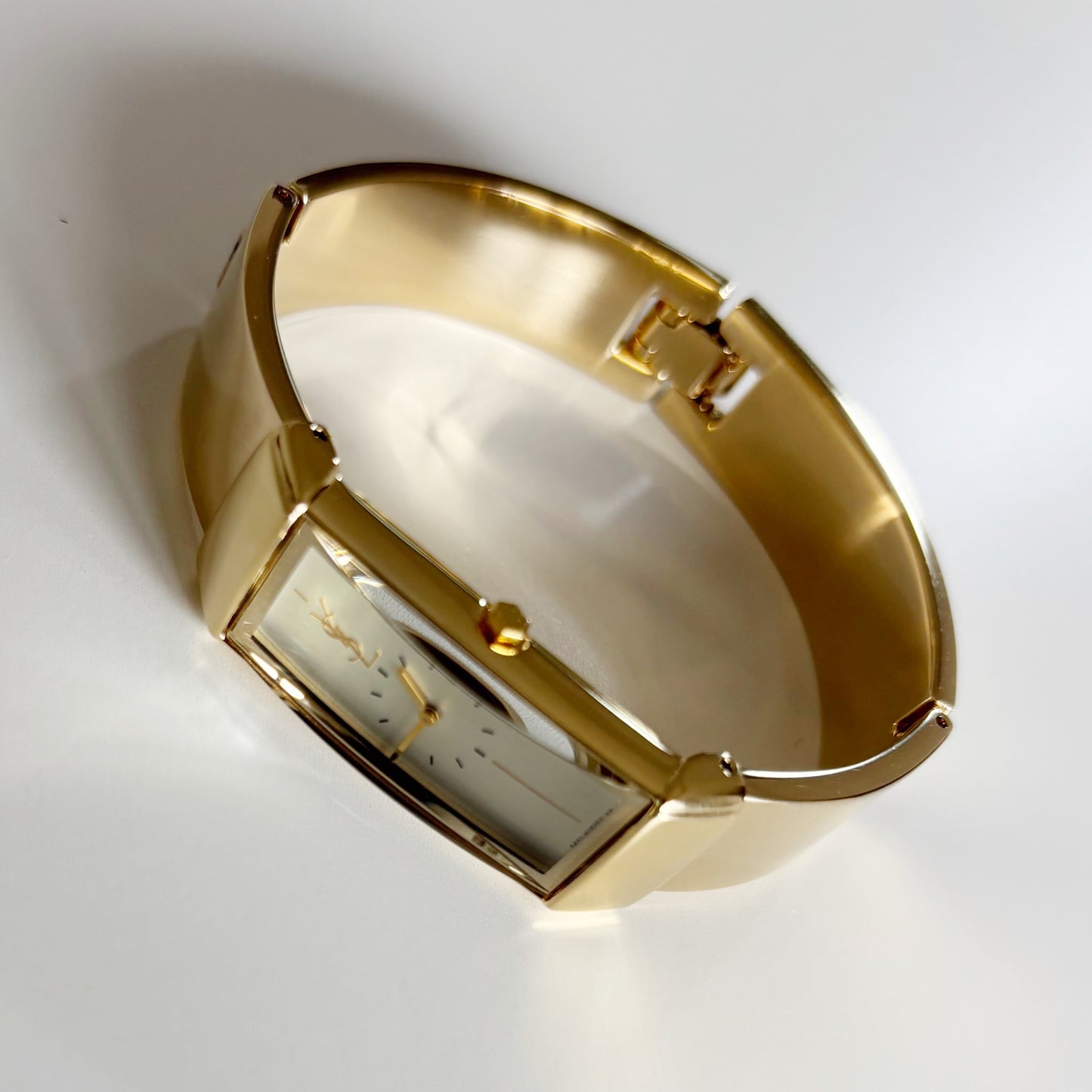 Yves Saint Laurent 1990s Rectangular Dial Gold Plated Watch