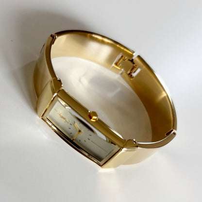 Yves Saint Laurent 1990s Rectangular Dial Gold Plated Watch