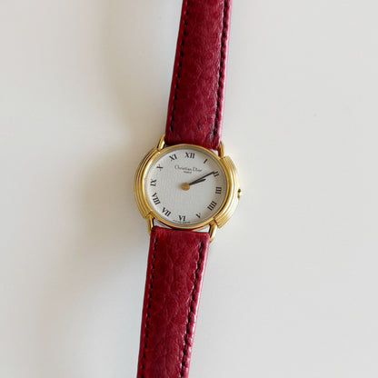 Dior 1990s CD Logo Round Dial Gold Plated Watch