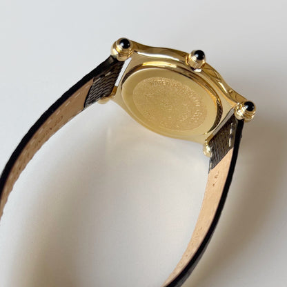 Gucci 1990s Black Dial Gold Plated Watch