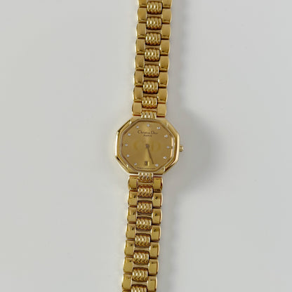 Dior 1990s Octagon Gold Plated Watch