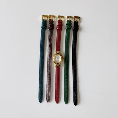 Fendi 1990s Interchangeable Strap Gold Plated Watch with 5 straps, case