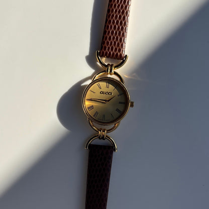 Gucci 1990s Gold Dial Horsebit Gold Plated Watch