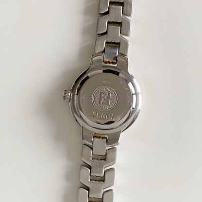 Fendi 1990s Date Round Dial Two Tone Watch