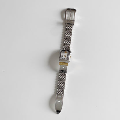 Fendi 1990s Seashell Dial Two Tone Belt Watch