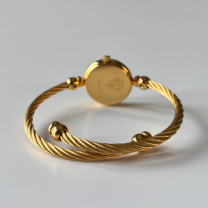 Gucci 1990s Seashell Dial Gold Plated Cable Bangle Watch