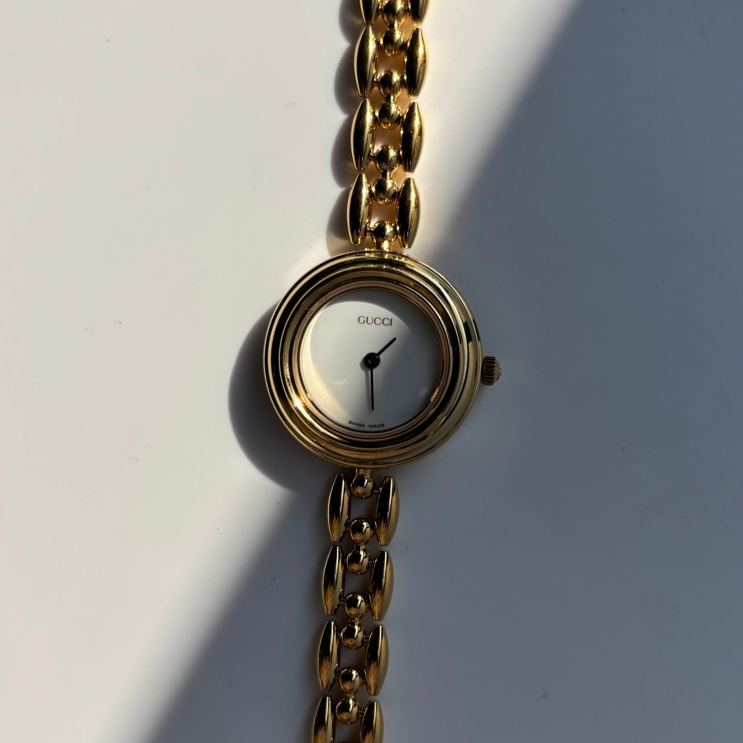Gucci 1990s Interchangeable Bezel Gold Plated Watch with 6 bezels, case (160mm)