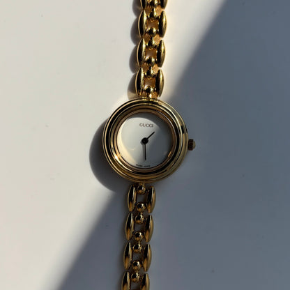 Gucci 1990s Interchangeable Bezel Gold Plated Watch with 6 bezels, case (160mm)