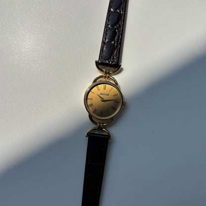Gucci 1990s Gold Dial Horsebit Gold Plated Watch