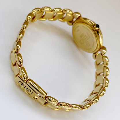 Fendi 1990s Gold Plated Round Watch