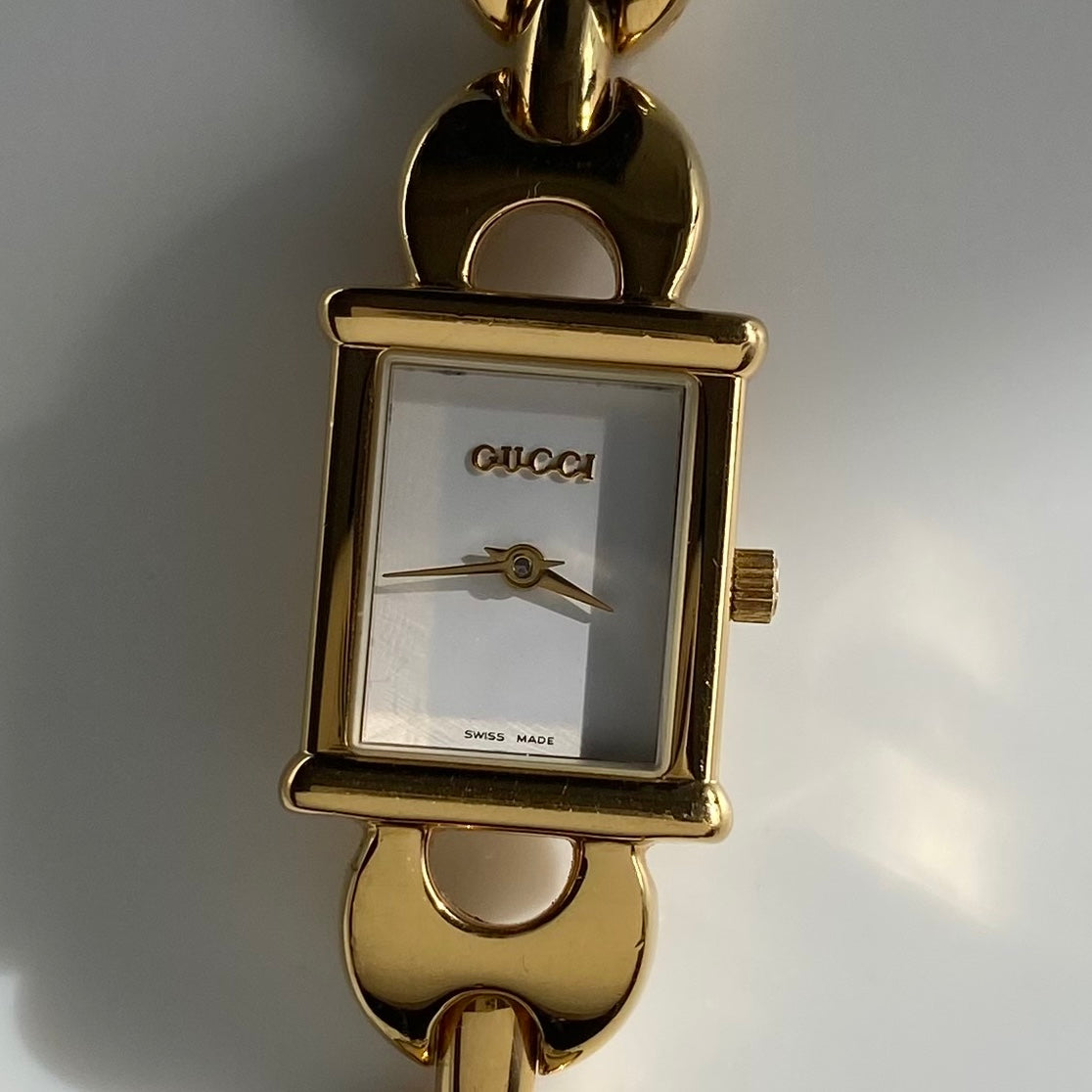 Gucci 1990s Interchangeable Belt Gold Plated Watch with 3 strap, case