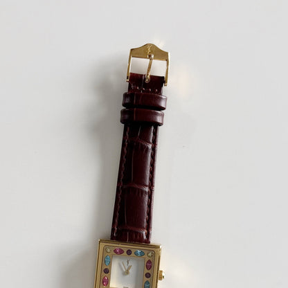 Yves Saint Laurent 1990s Square Dial Gold Plated Watch