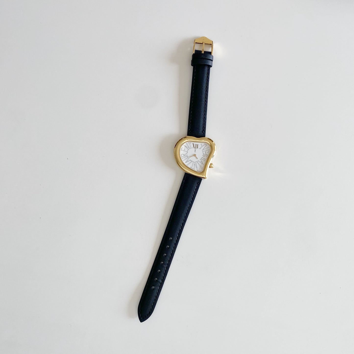 Yves Saint Laurent 1990s Heart Shaped Dial Gold Plated Watch