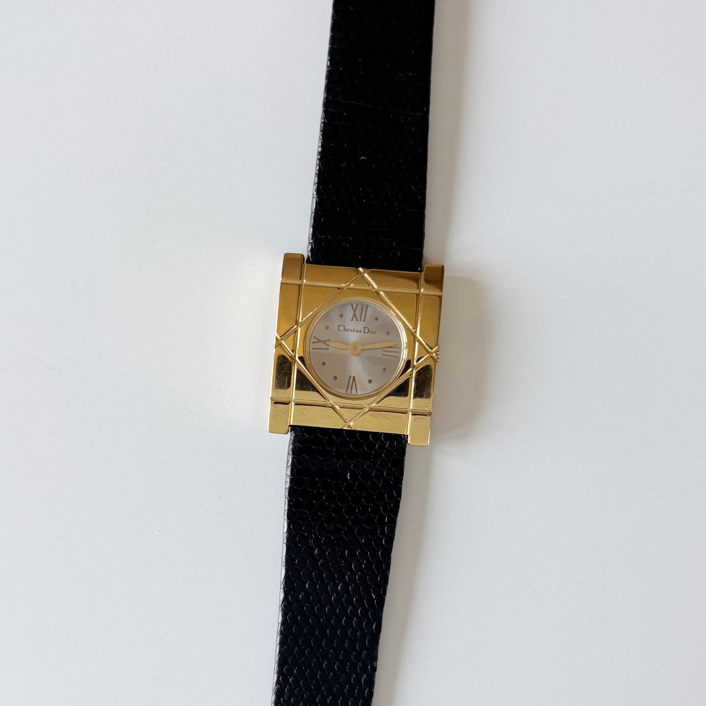 Dior 1990s Square Dial Gold Plated Watch
