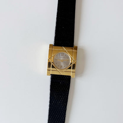Dior 1990s Square Dial Gold Plated Watch