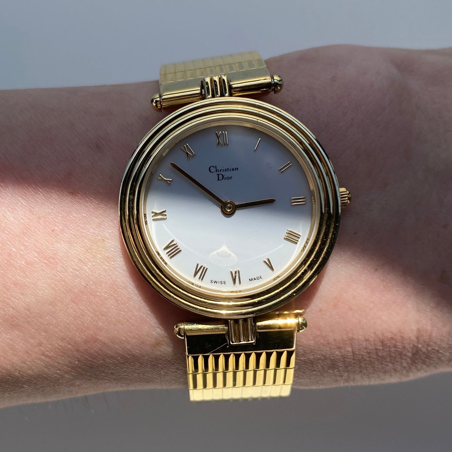 Dior 1990s Round Dial Gold Plated Watch (Large)