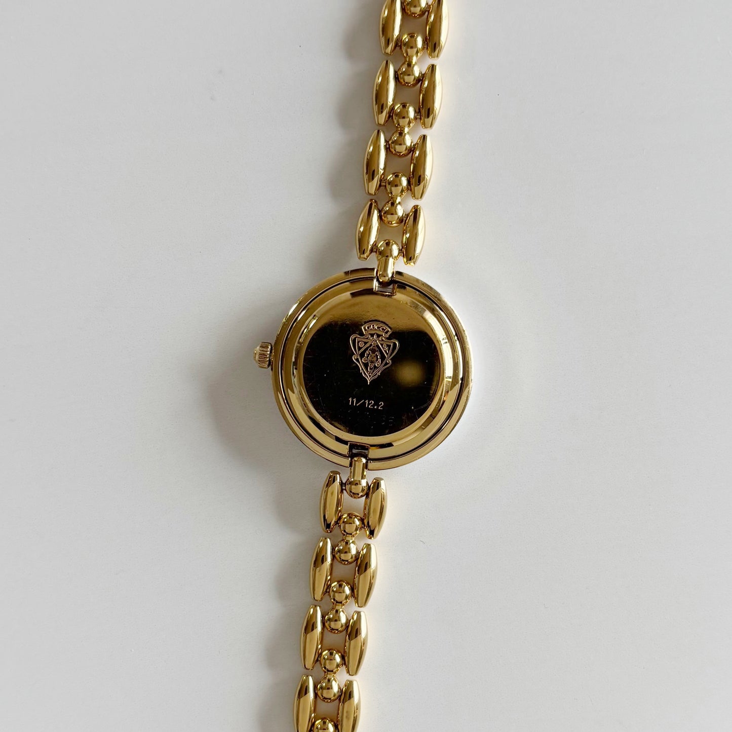 Gucci 1990s Interchangeable Bezel Gold Plated Rice Chain Watch with 6 bezels, case (160mm)