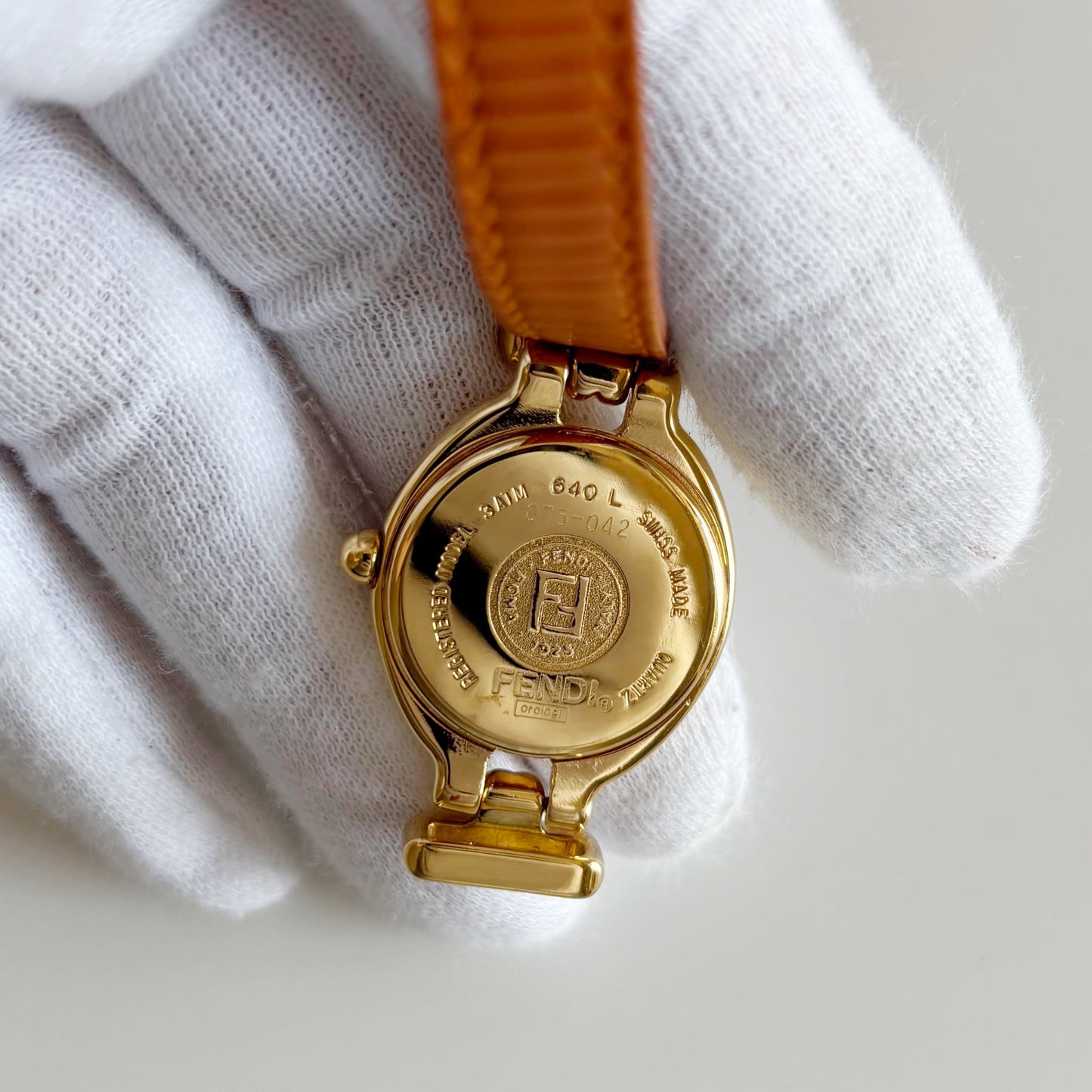 Fendi 1990s Interchangeable Belt Gold Plated  Watch with 5 belts, case