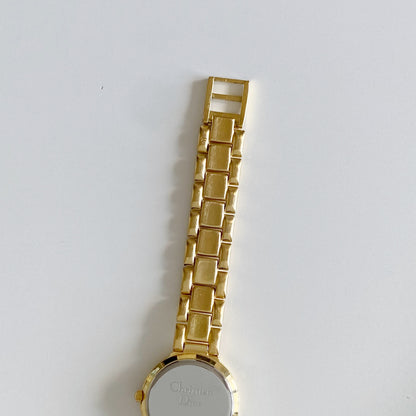 Dior 1990s Round Dial Gold Plated Watch