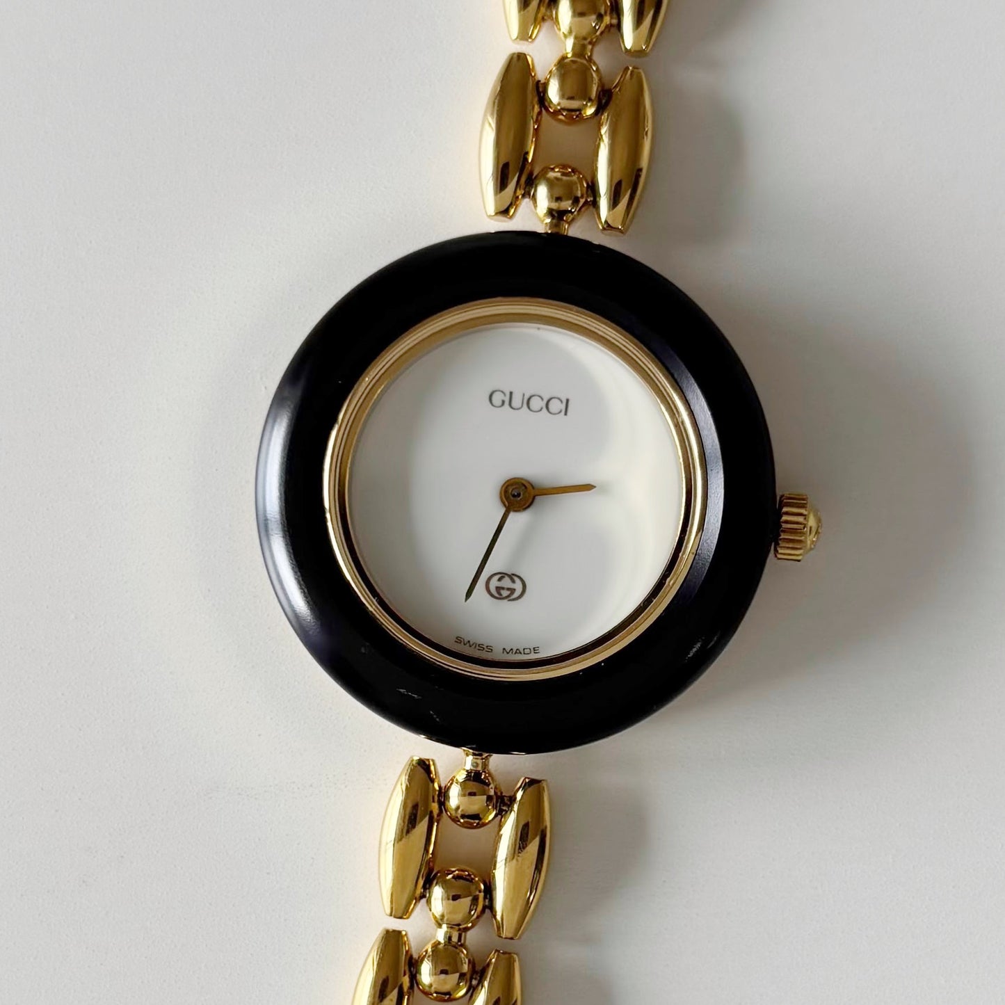 Gucci 1990s Interchangeable Bezel Gold Plated Watch with 6 bezels. case (160mm)