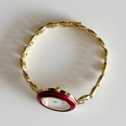 Gucci 1990s Interchangeable Bezel Gold Plated watch with 6 bezels, case (160cm)