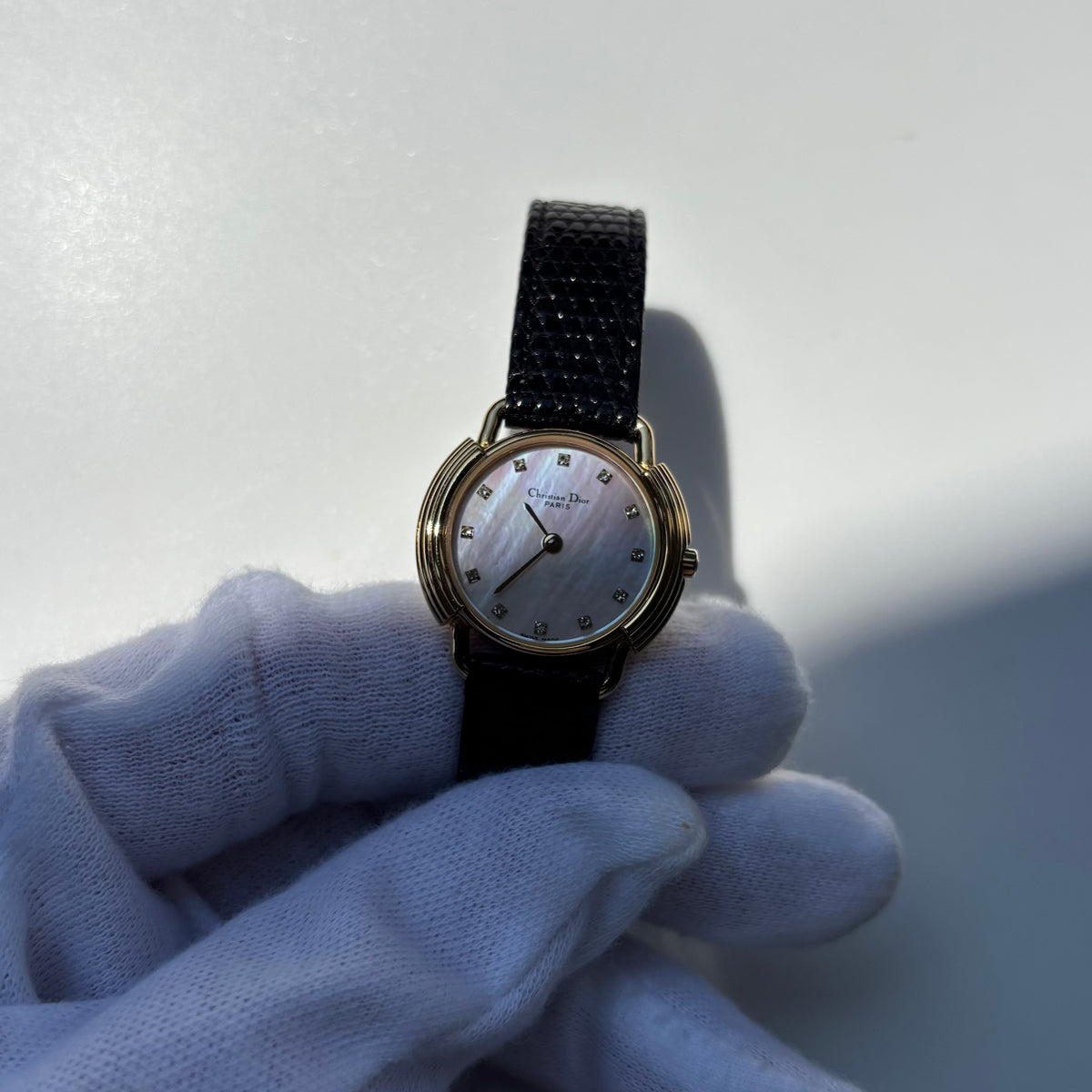 Dior 1990s Seashell Round Dial Gold Plated Watch