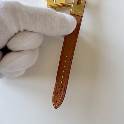 Hermes 1990s Kelly Red Dial Gold Plated Watch