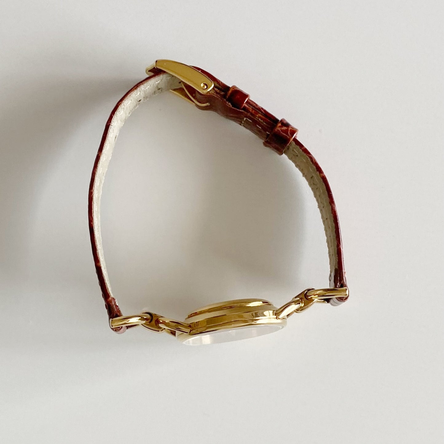 Gucci 1990s Gold Plated Round Dial Horsebit Watch