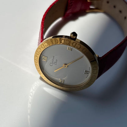 Dior 1990s Round Dial Gold Plated Watch