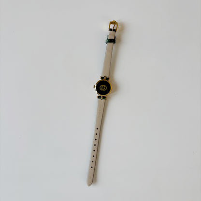 Gucci 1990s Green Round Dial Gold Plated Watch