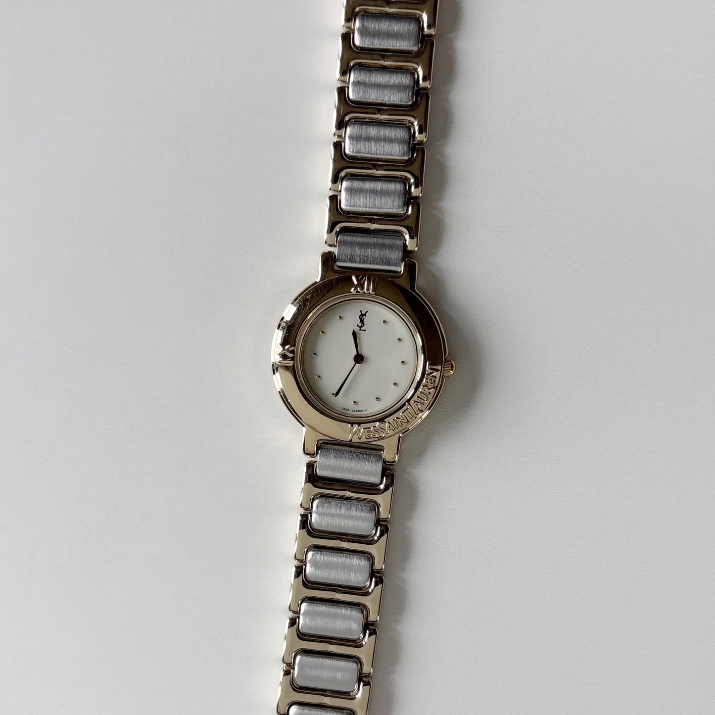 Yves Saint Laurent 1990s Round Dial Two Tone Watch