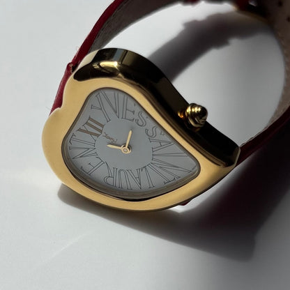 Yves Saint Laurent 1990s Heart Dial Gold Plated Red Watch