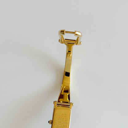 Gucci 1990s Black Dial Gold Plated Bangle Watch