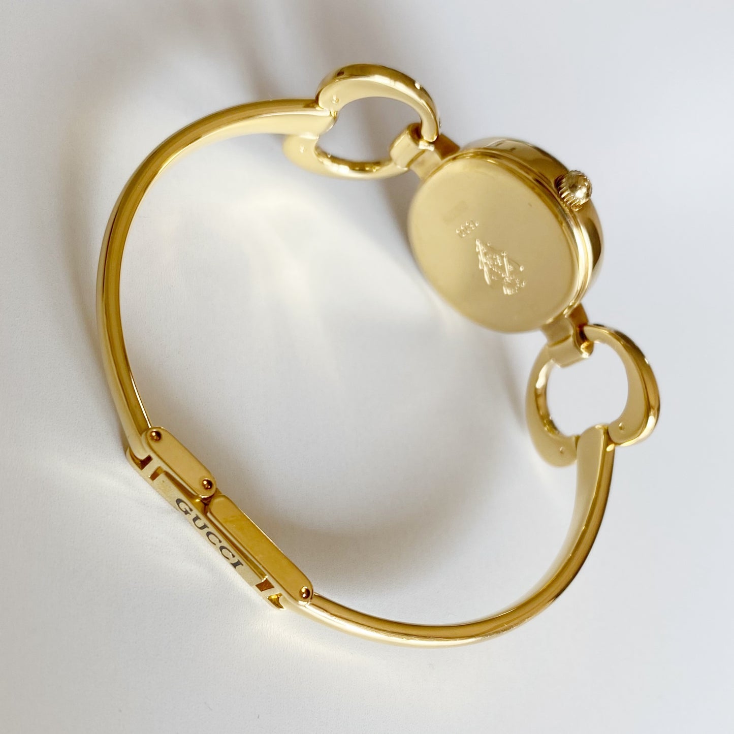 Gucci 1990s Seashell Dial Gold Plated Bangle Watch