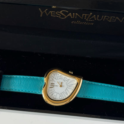 Yves Saint Laurent 1990s Hear Shaped Gold Plated Watch