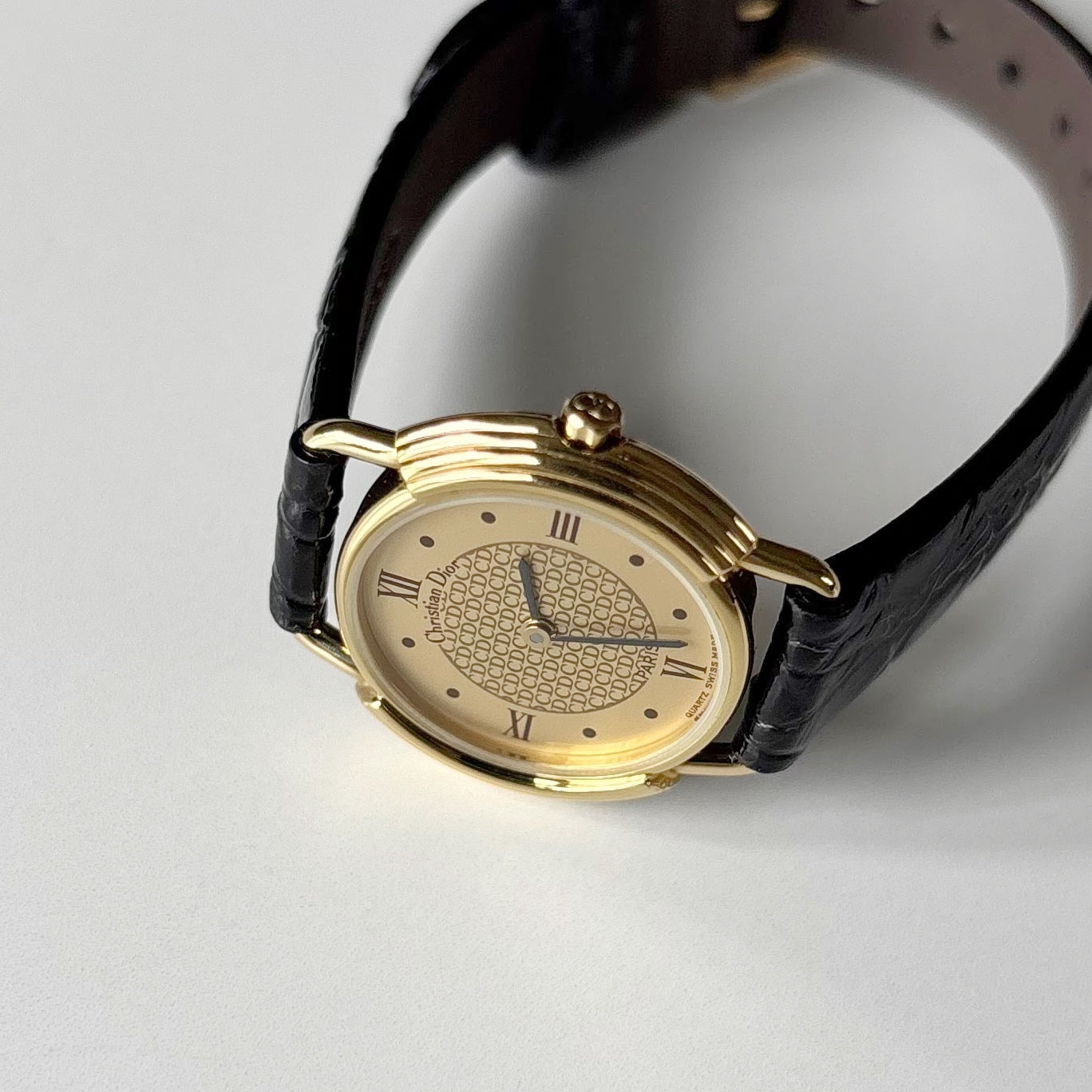 Dior 1990s Round Dial Gold Plated Watch