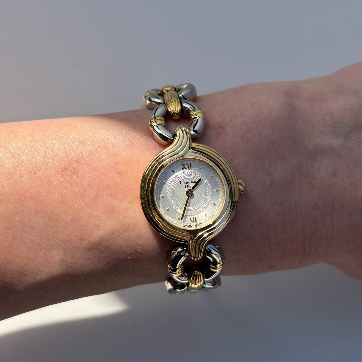 Dior 1990s Round Dial Two Tone Watch