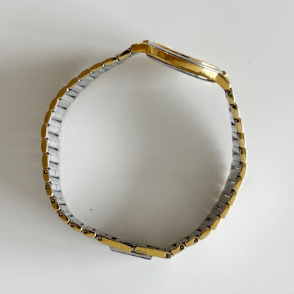 Yves Saint Laurent 1990s Round Dial Two Tone Watch