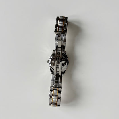 Fendi 1990s Round Dial Date Two Tone Gold Plated Watch