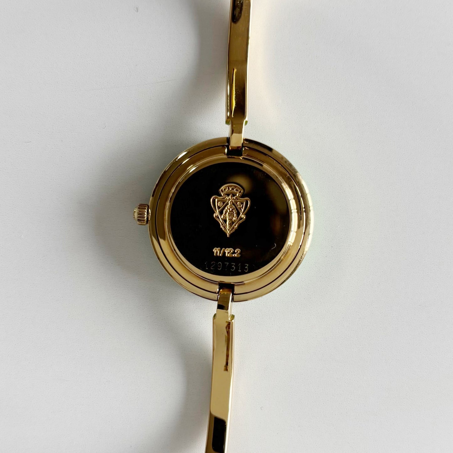 Gucci 1990sInterchangeable Bezel Gold Plated Bangle Watch with 12 bezels, case